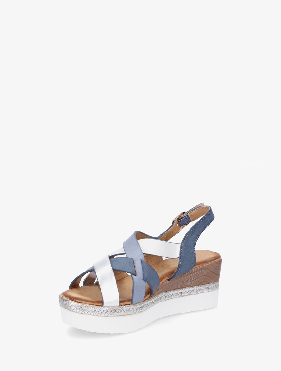 Sleehak sandalen met gekruiste bandjes - Blauw