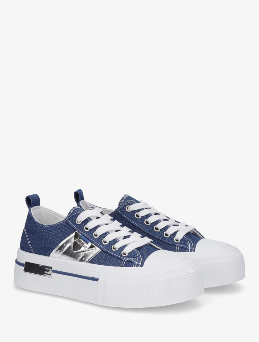 Sneakers unies à plaforme - Bleu - 4