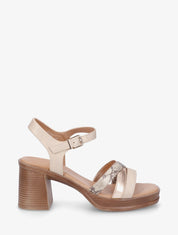 Sandales à talon et brides fantaisies python - Beige - 1