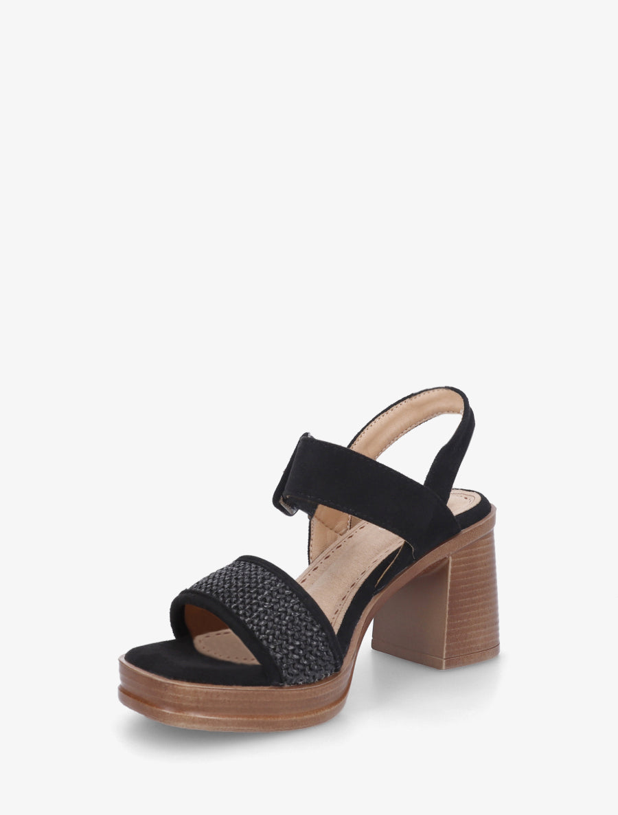 Sandales en suédine à bride texturé - Noir - 3