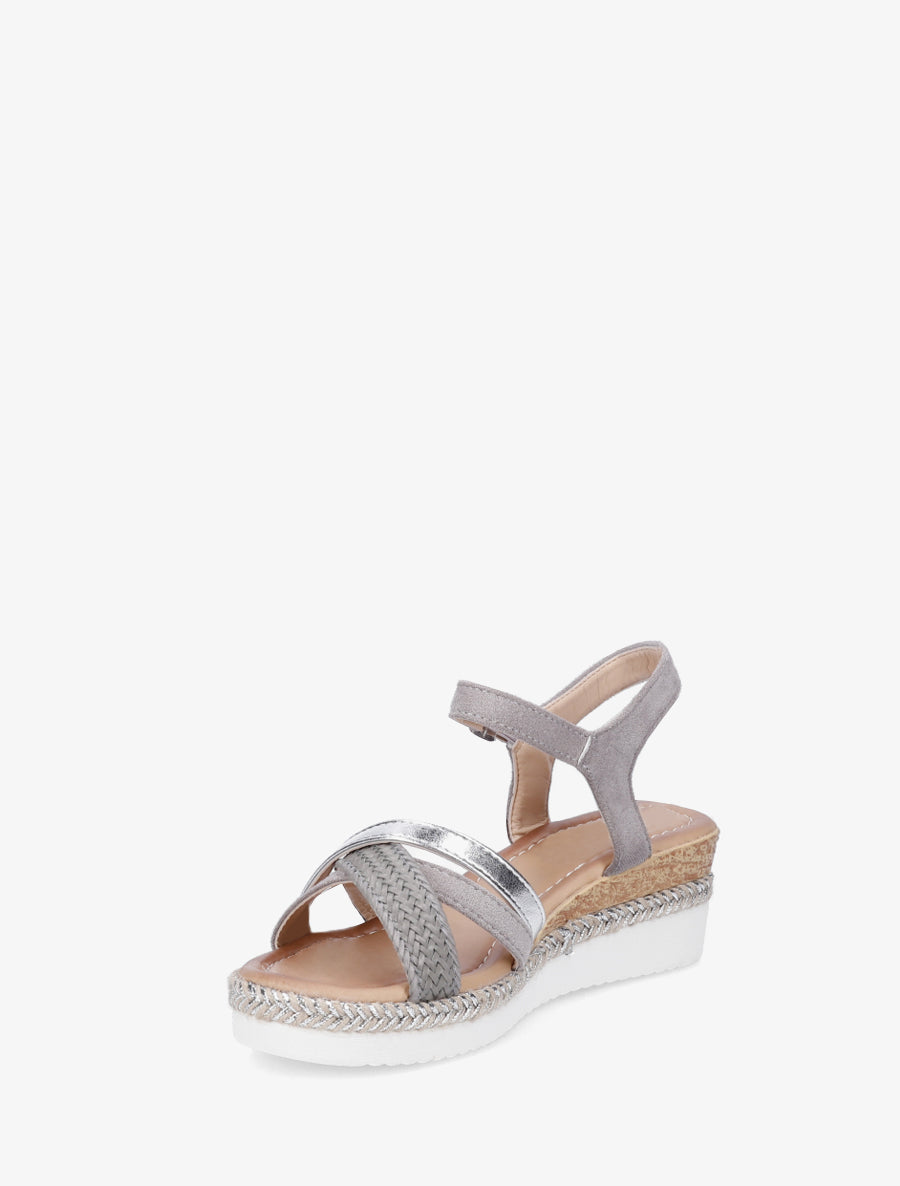 Sandales compensées à brides fantaisies - Gris - 3