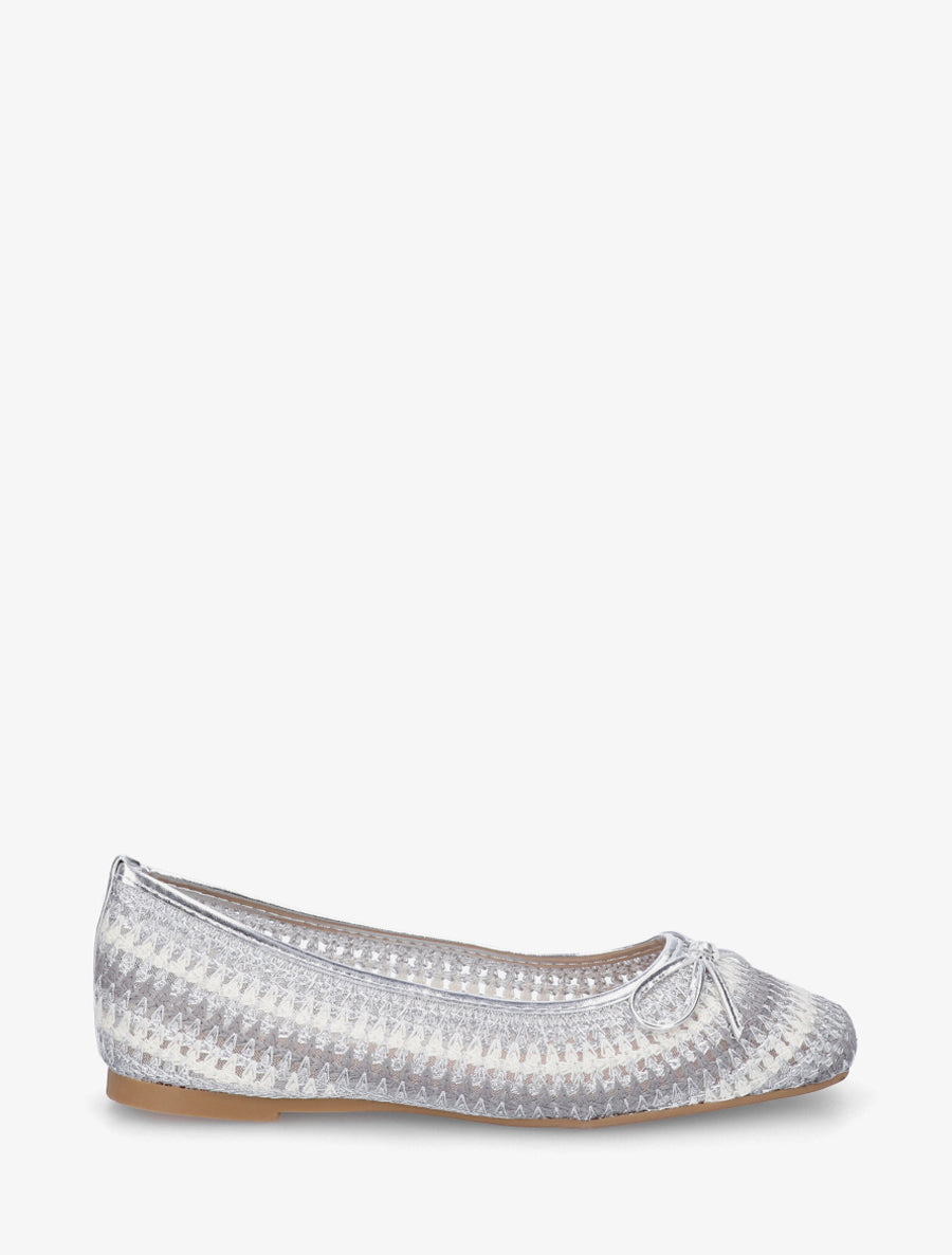 Ballerines plates tissées à détail irisé - Argent - 1