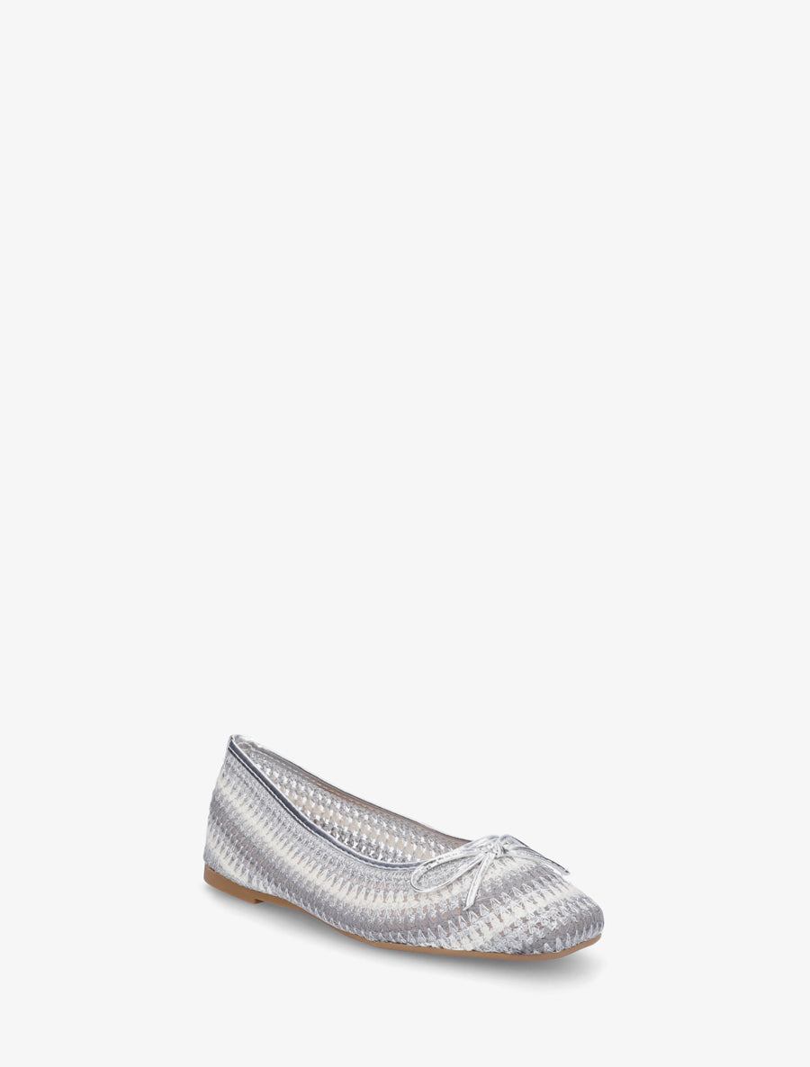 Ballerines plates tissées à détail irisé - Argent - 2