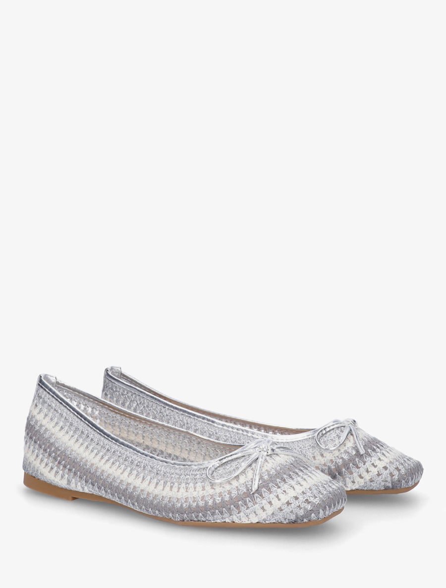 Ballerines plates tissées à détail irisé - Argent - 4