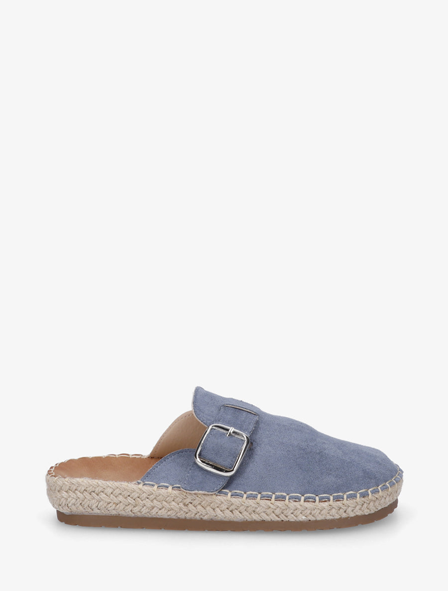 Mules en suédine style espadrille - Bleu - 1