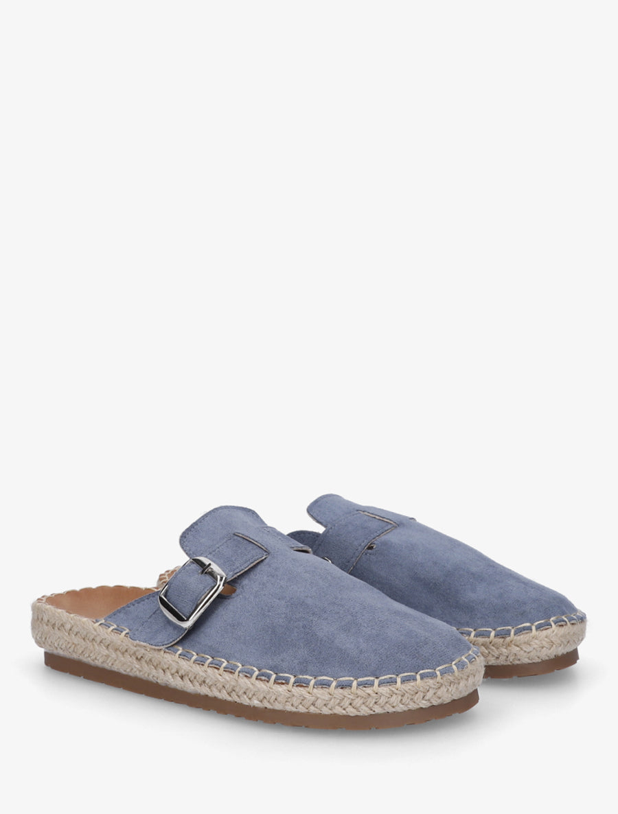Mules en suédine style espadrille - Bleu - 4