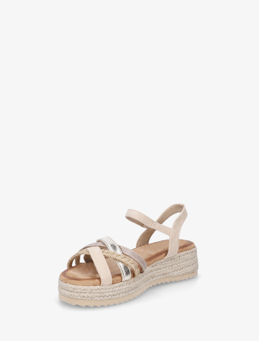 Sandales compensées multibride fantaisie - Beige clair - 3