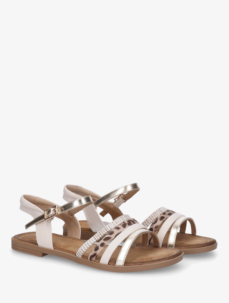 Nu-pieds en simili à brides dépareillés - Beige - 4