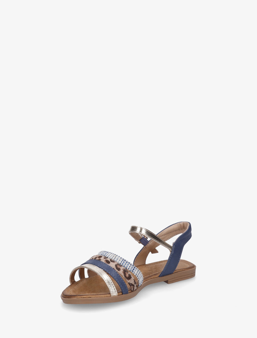 Nu-pieds en simili à brides dépareillés - Bleu - 3