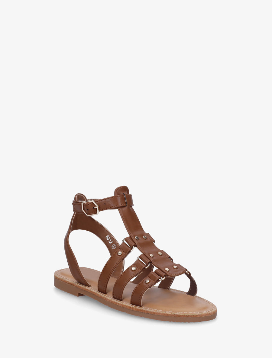 Nu-pieds cloutées style spartiate - Marron - 2