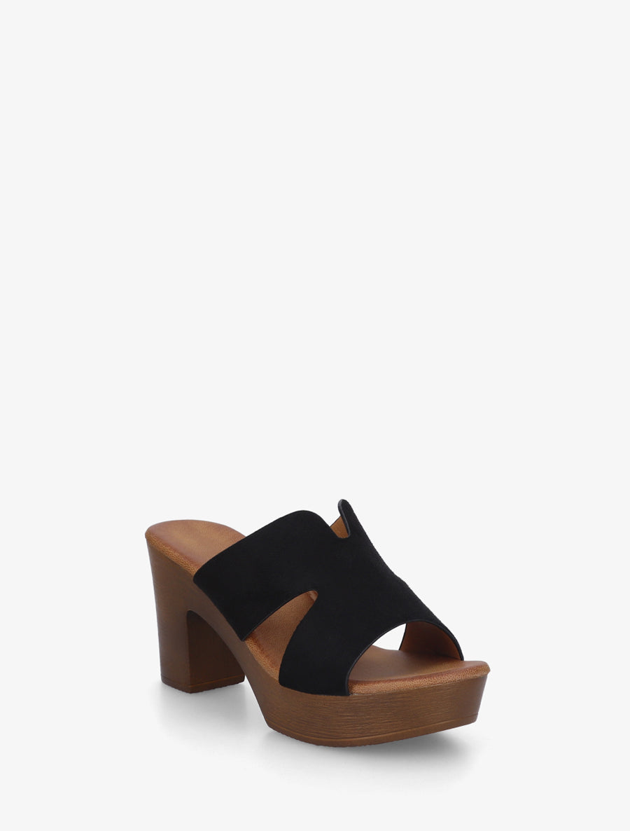 Mules en suédine à talon haut - Noir - 2