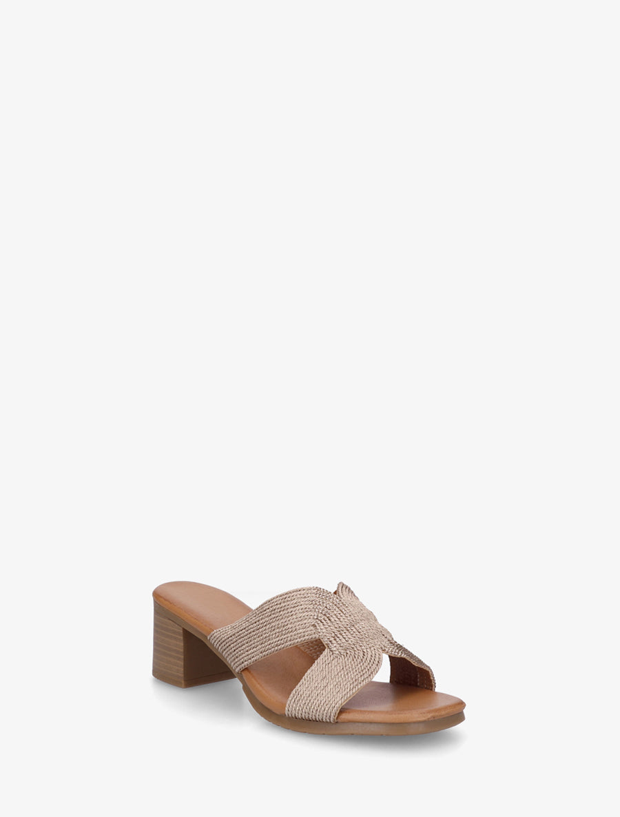 Mules à talon à ganse style corde - Rose gold - 2