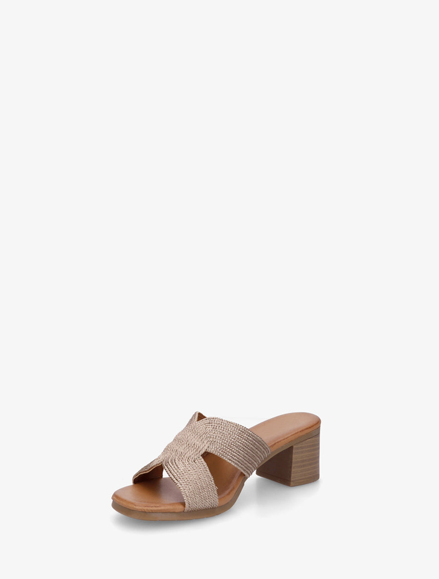 Mules à talon à ganse style corde - Rose gold - 3