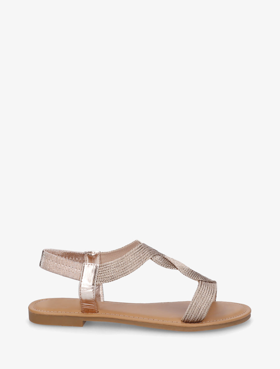 Nu-pieds à cheville élastiquée - Rose gold - 1