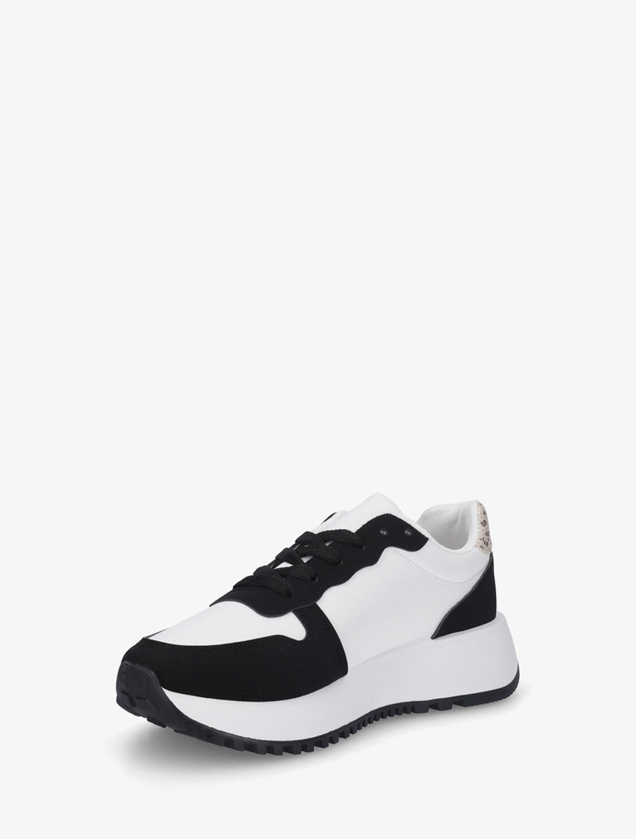 Sneakers en simili à détail imprimé python - Noir - 3