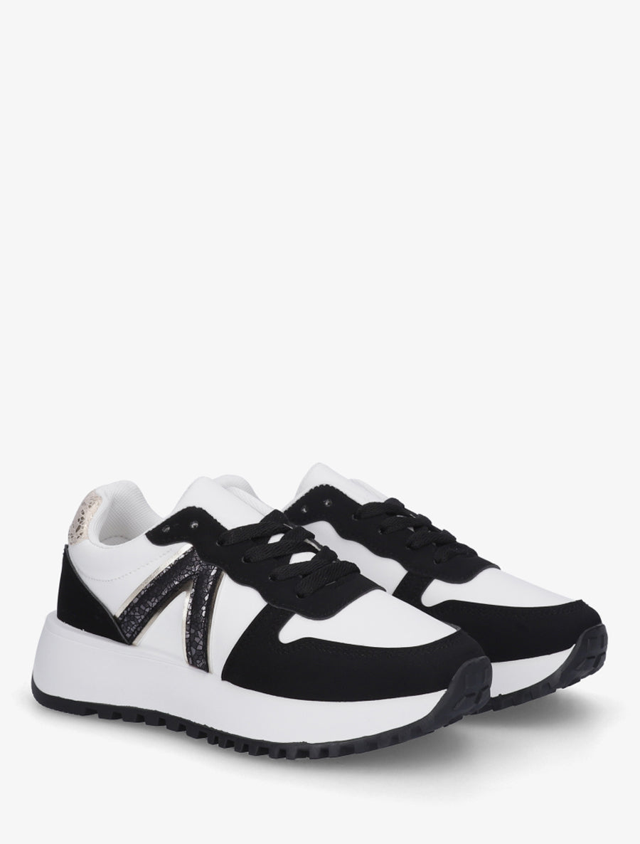 Sneakers en simili à détail imprimé python - Noir - 4