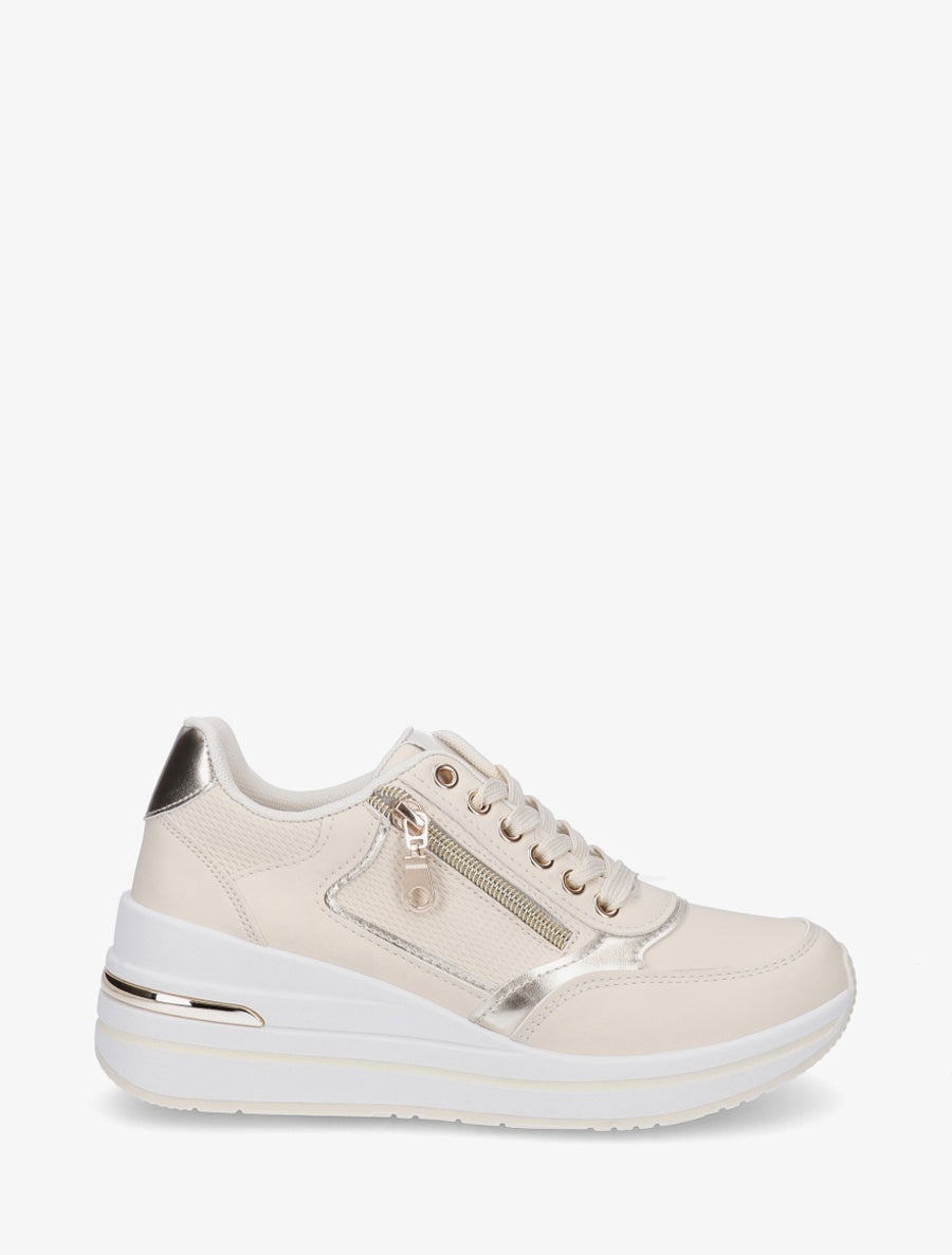 Baskets à plateforme et zip - Beige - 1