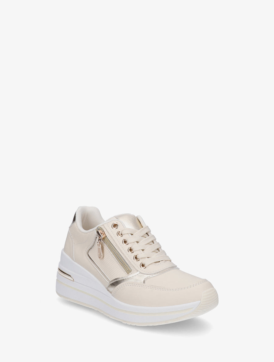 Baskets à plateforme et zip - Beige - 2