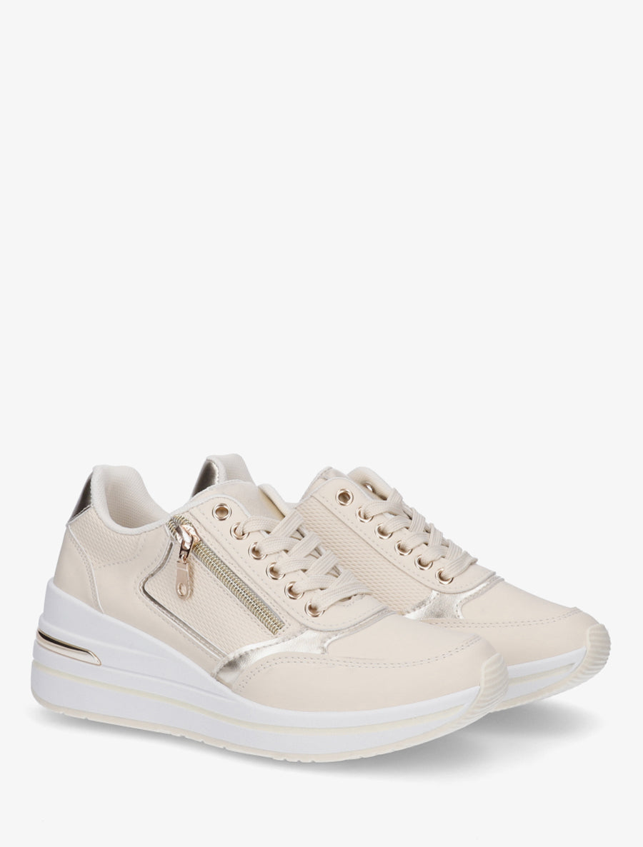 Baskets à plateforme et zip - Beige - 4