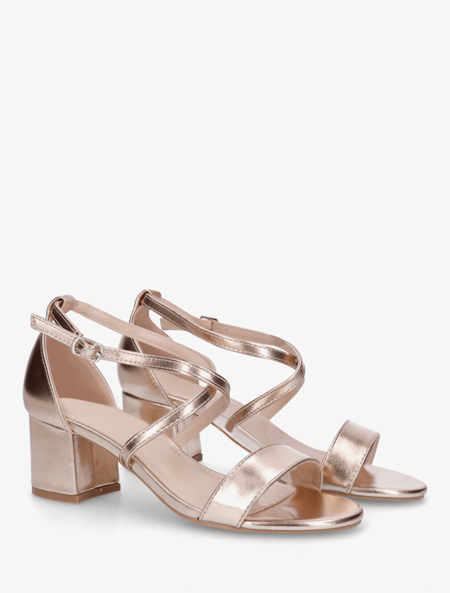 Sandales à tour de cheville croisées - Rose gold - 4