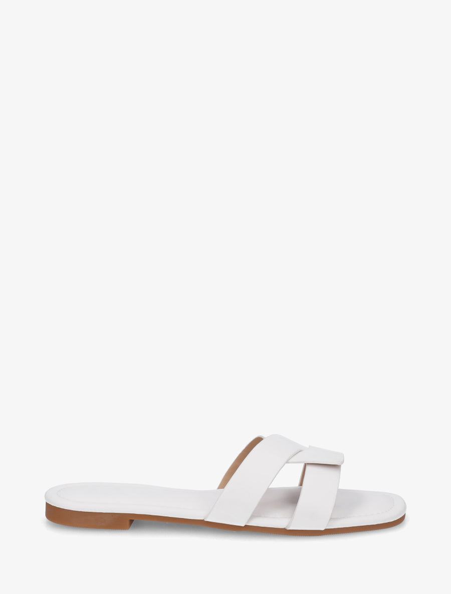 Claquettes en simili à brides entrecroisées - Blanc - 1