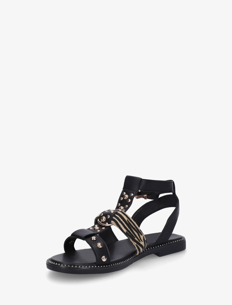 Nu-pieds cloutés en simili - Noir - 3