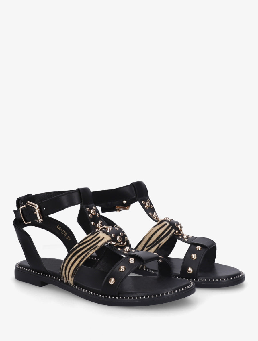 Nu-pieds cloutés en simili - Noir - 4