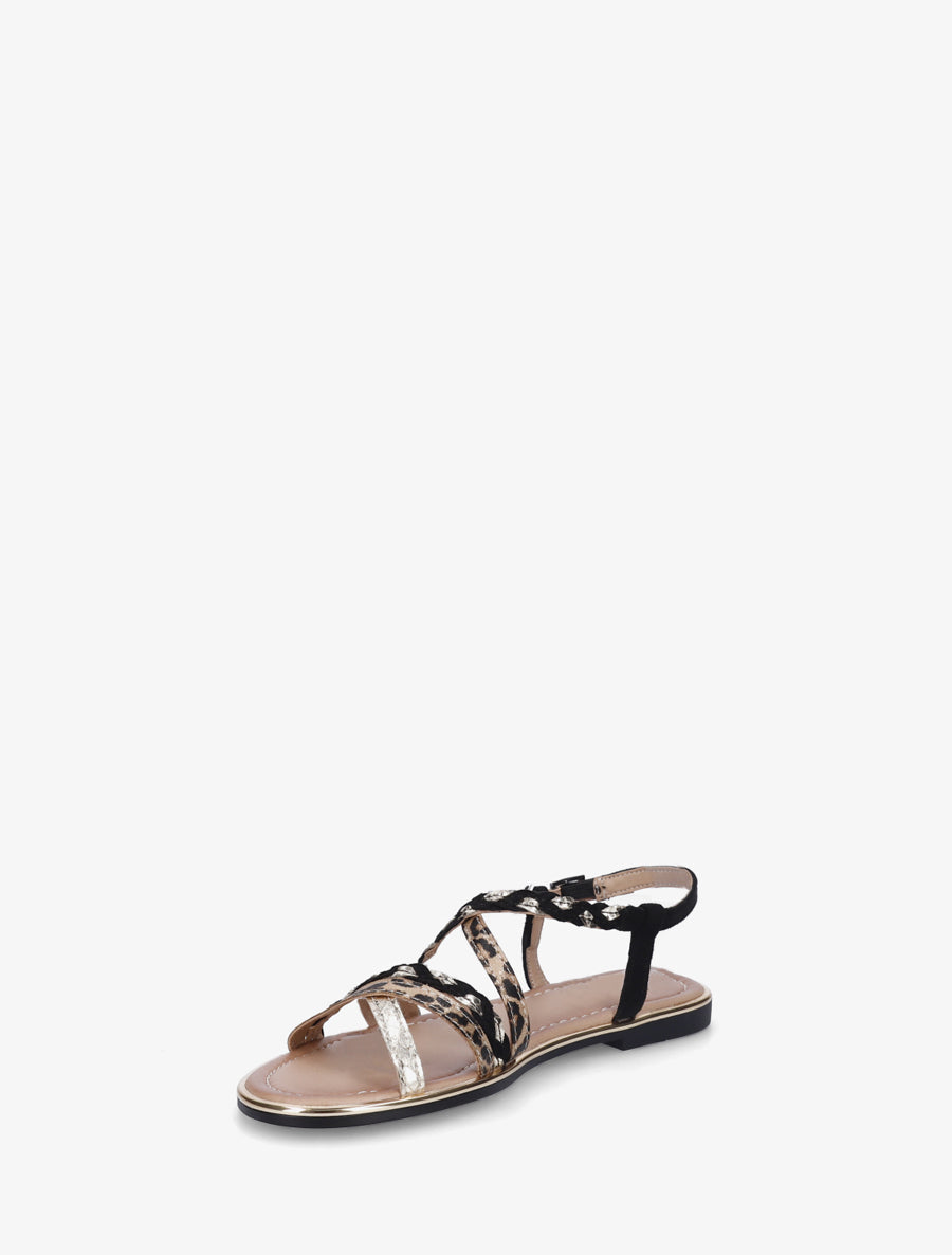 Nu-pieds croisés à tresses - Noir - 3