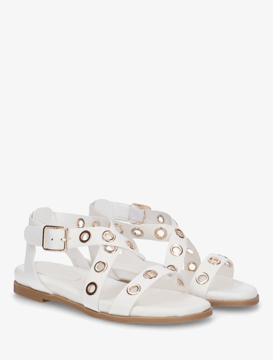 Nu-pieds en simili à oeillets - Blanc - 4