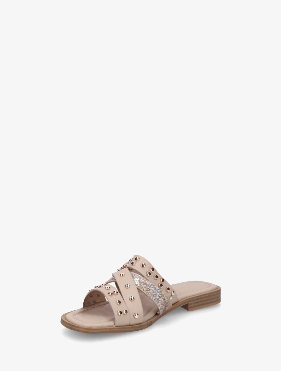 Mules plates à clous - Beige - 3