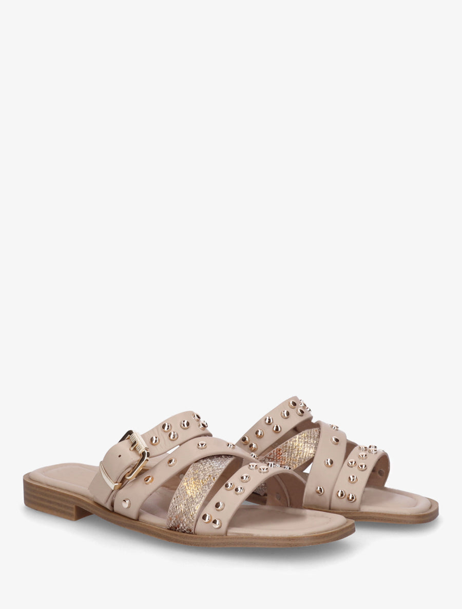 Mules plates à clous - Beige - 4