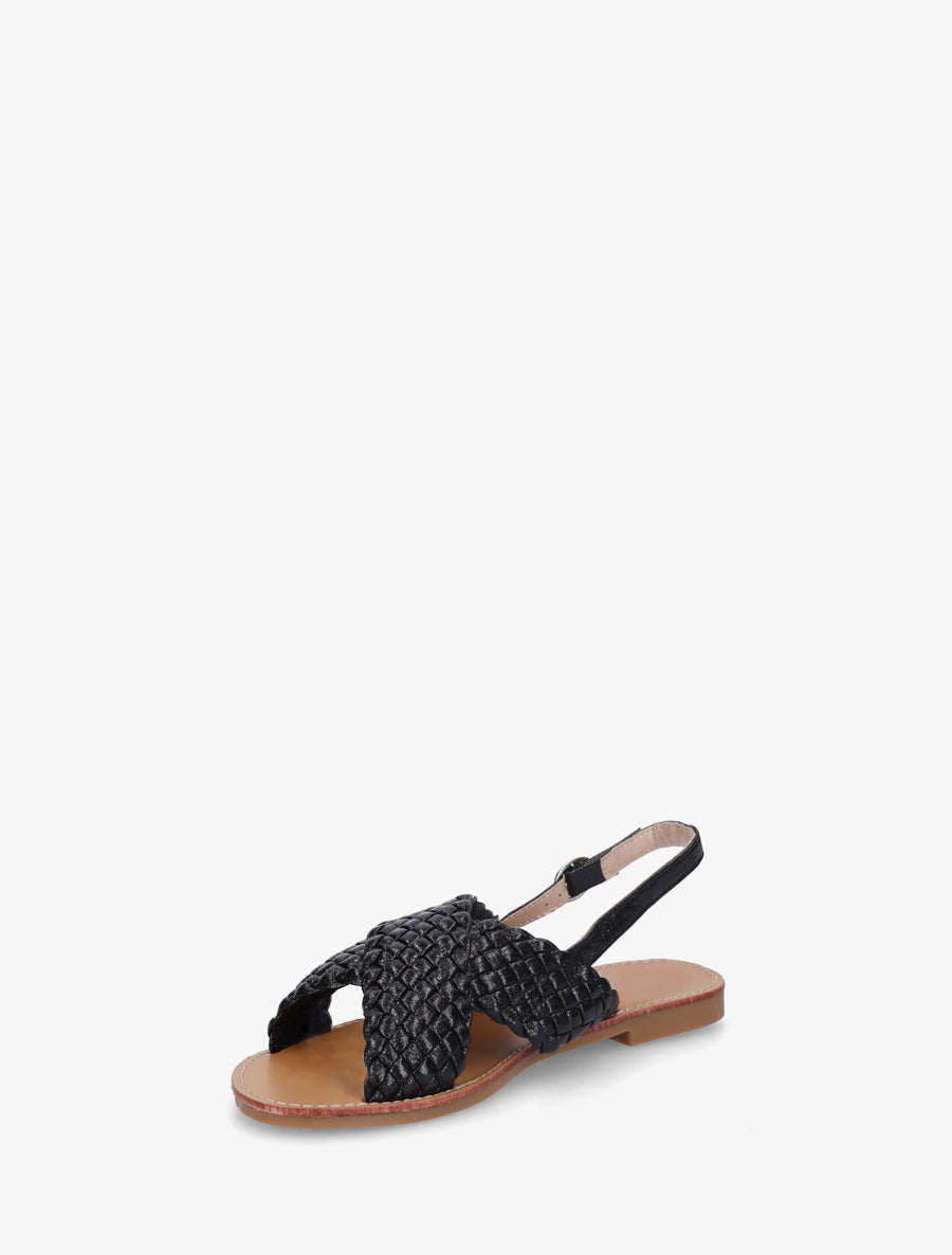 Nu-pieds en simili tressé - Noir - 3