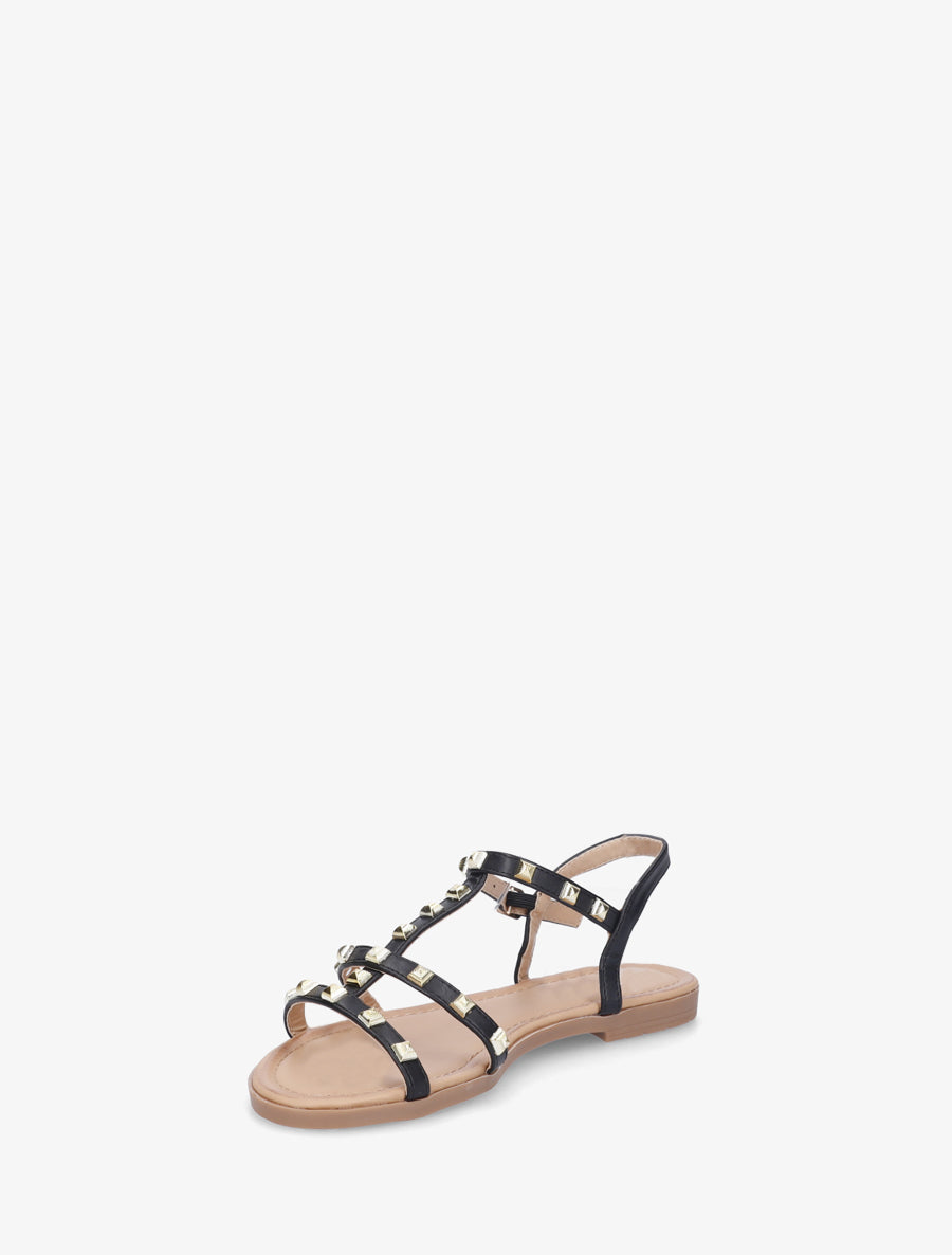 Nu-pieds style spartiate à clous - Noir - 3