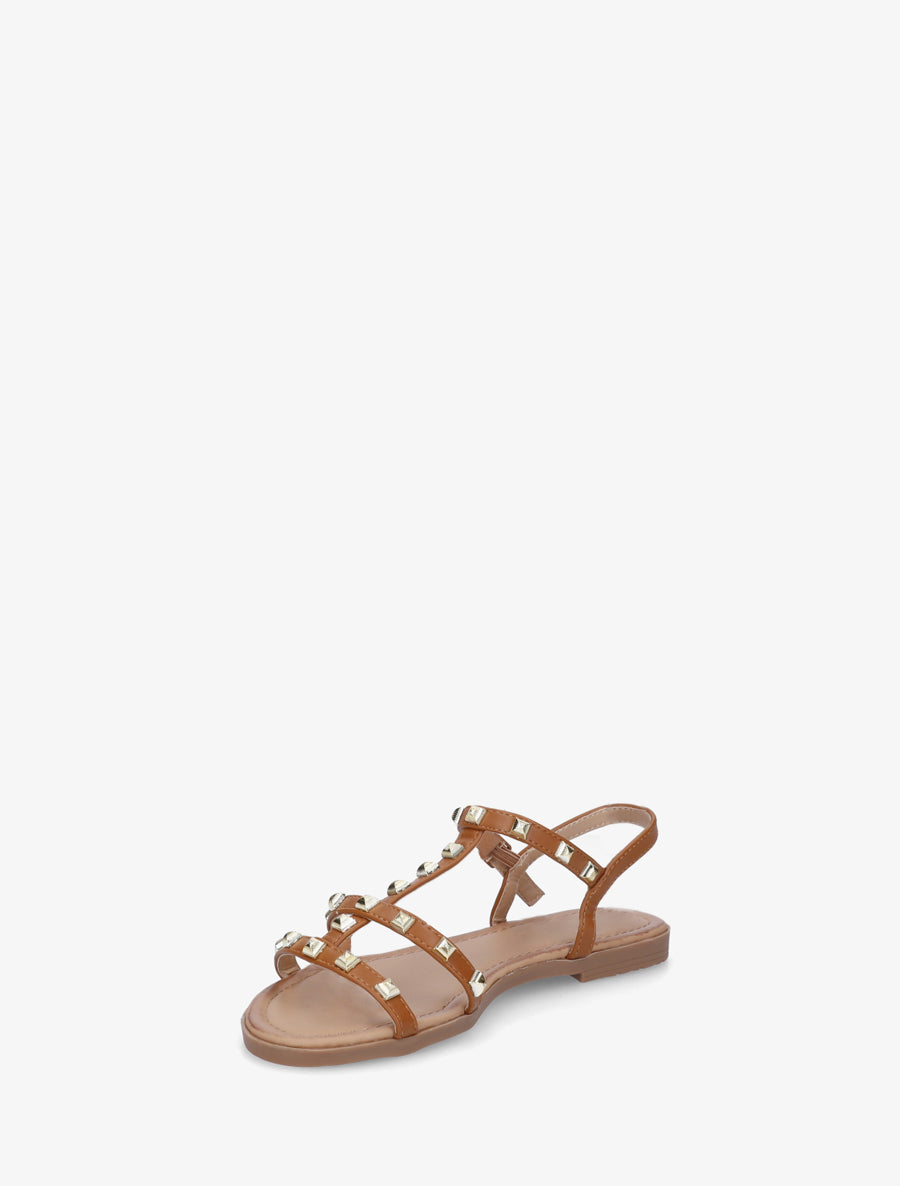 Nu-pieds style spartiate à clous - Camel - 3