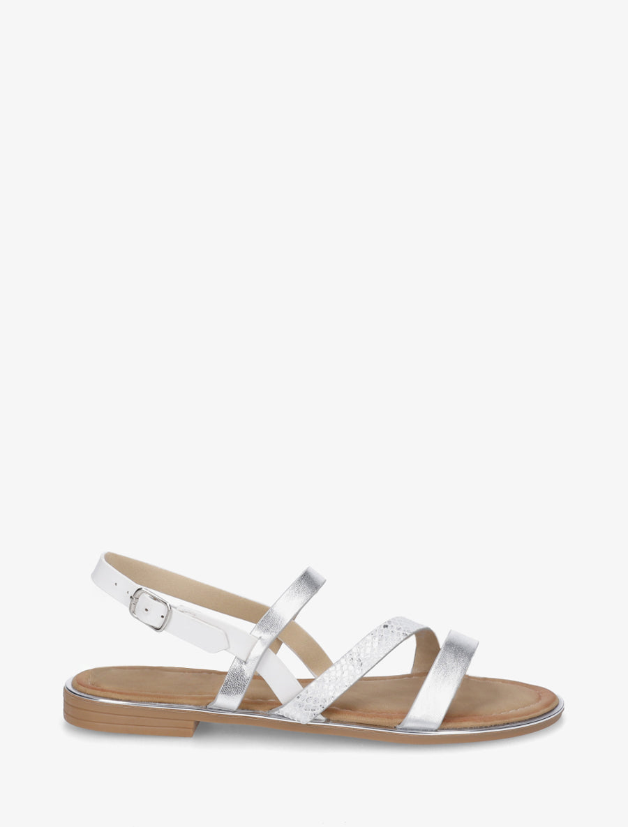 Nu-pieds à lannière python - Argent - 1