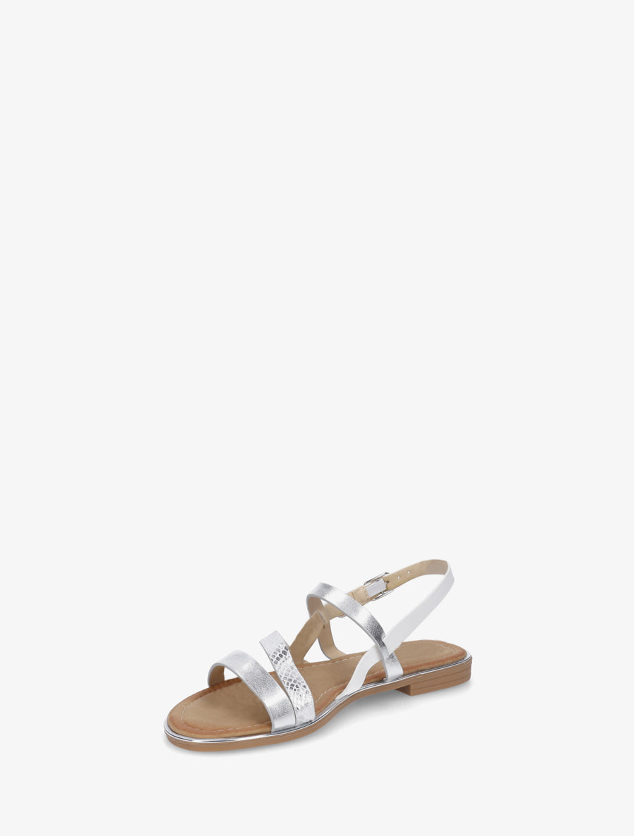 Nu-pieds à lannière python - Argent - 3