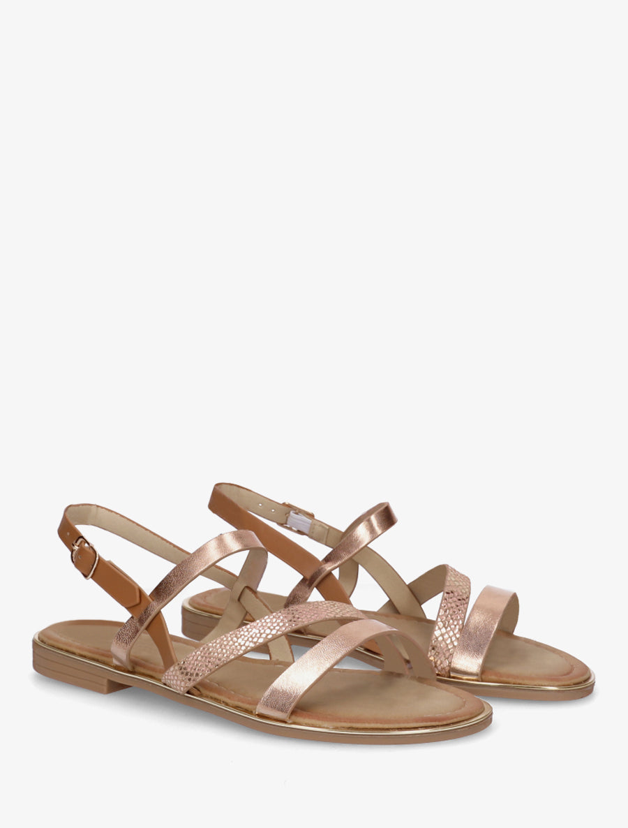 Nu-pieds à lannière python - Rose gold - 4