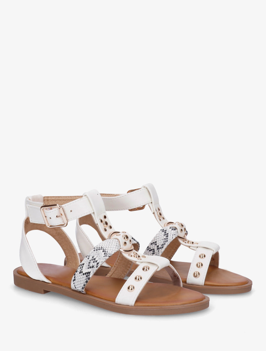 Nu-pieds à lannière python - Blanc - 4