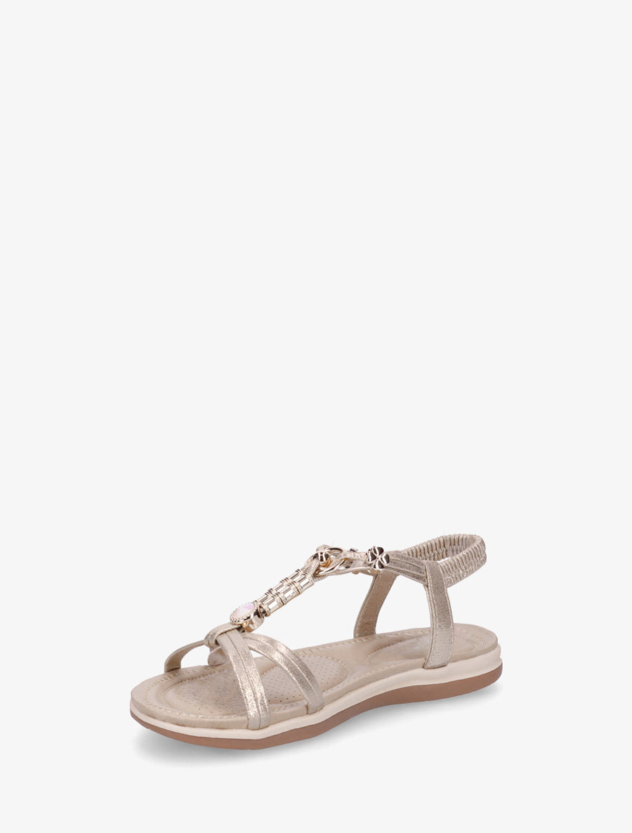 Sandales à bijoux et cheville élastiquée - Or - 3