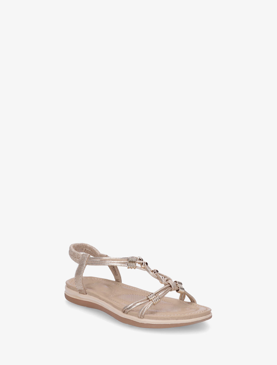 Sandales à bride élastiquée et perles - Or - 2