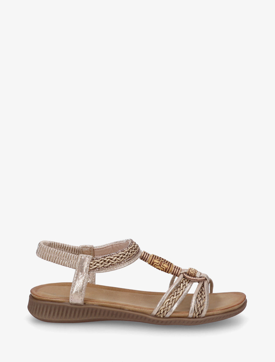 Sandales fantaisies tressées à strass - Or - 1