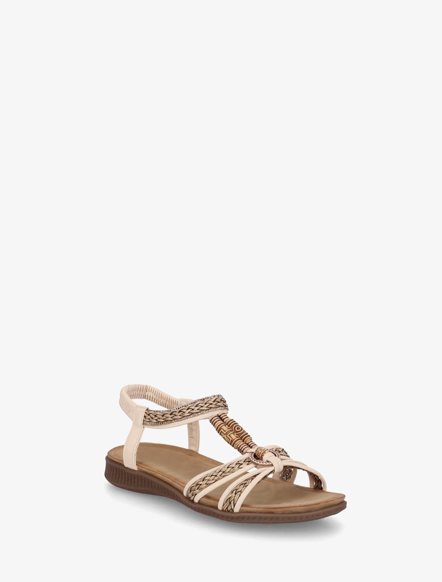 Sandales fantaisies tressées à strass - Beige - 2