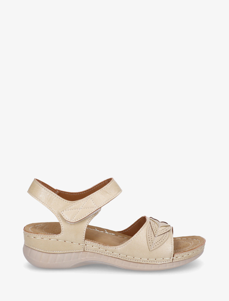 Sandales irisées à empiècements style feuilles - Beige - 1