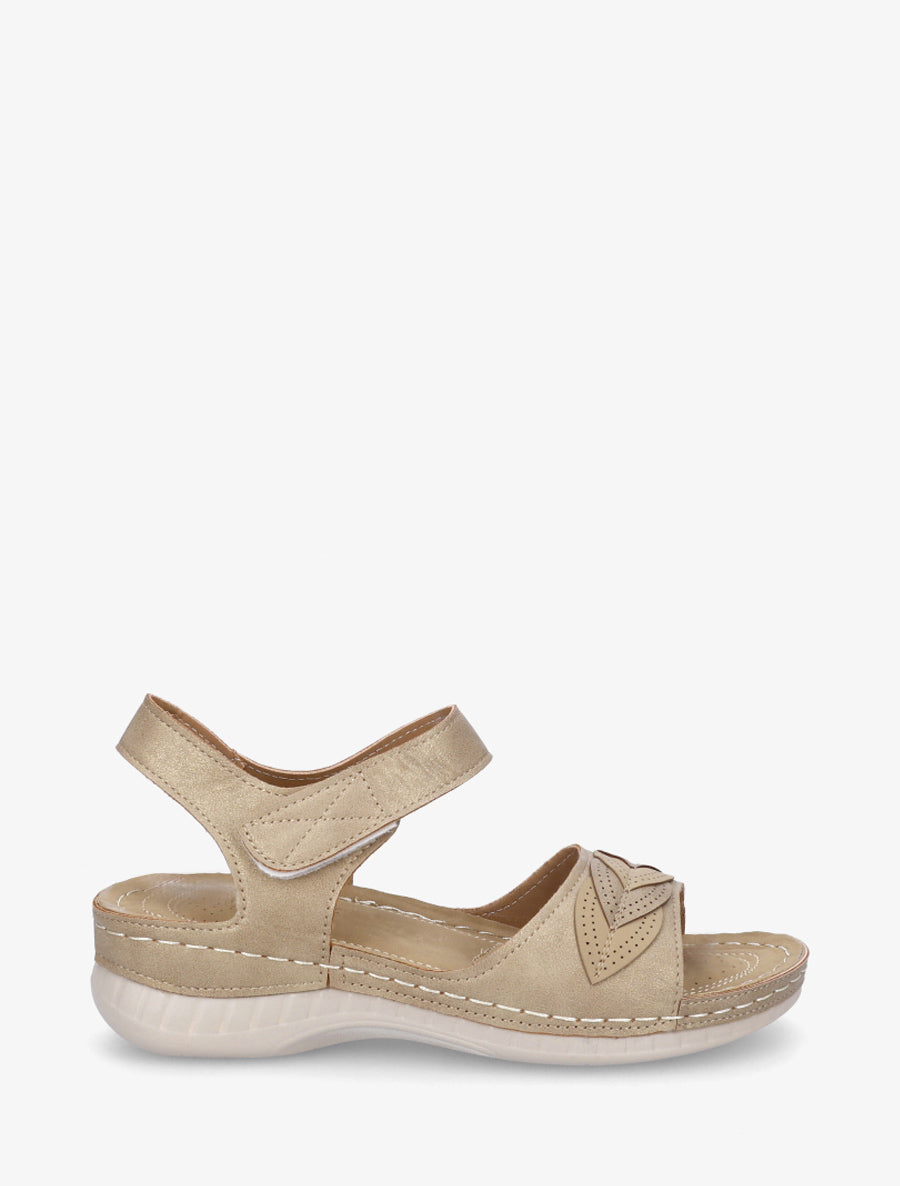Sandales irisées à empiècements style feuilles - Taupe clair - 1