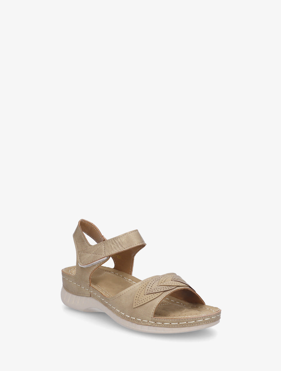 Sandales irisées à empiècements style feuilles - Taupe clair - 2