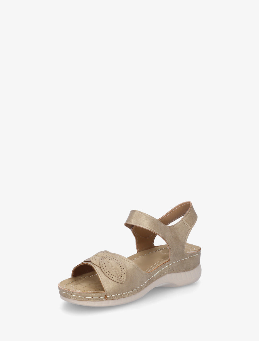 Sandales irisées à empiècements style feuilles - Taupe clair - 3