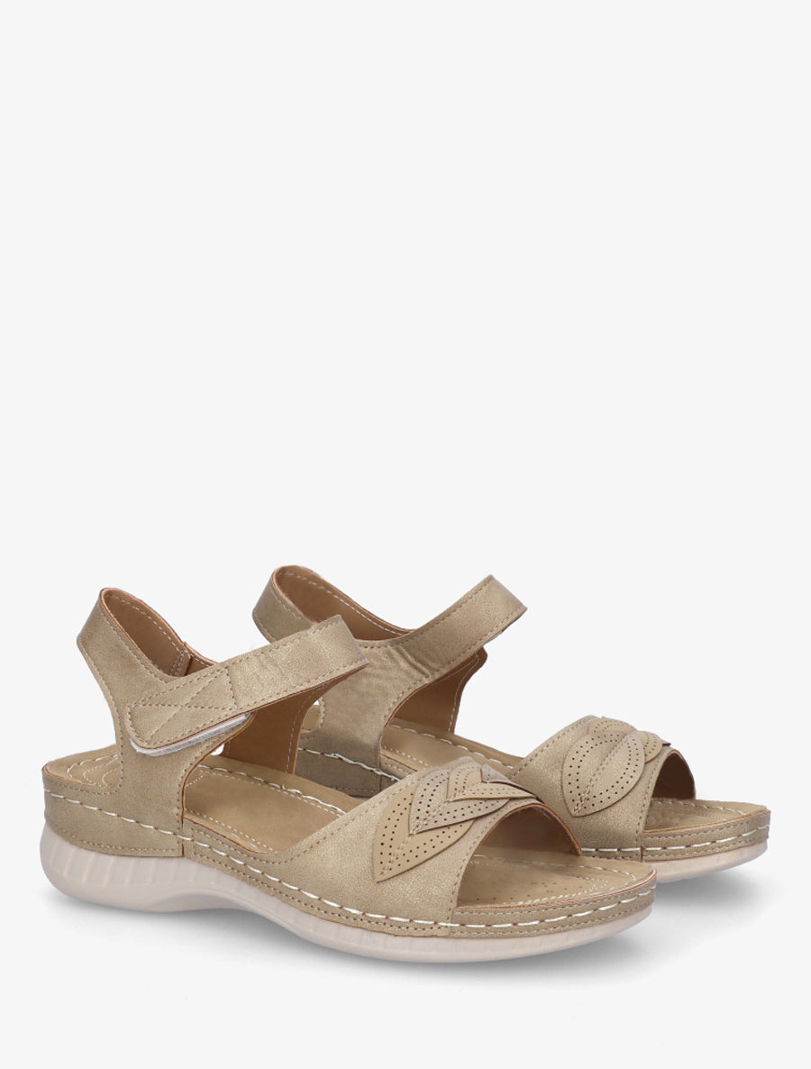 Sandales irisées à empiècements style feuilles - Taupe clair - 4