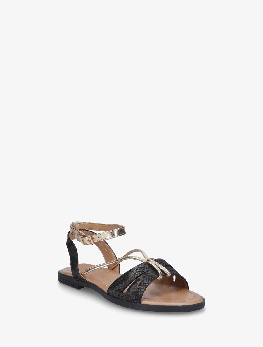 Nu-pieds en python irisé - Noir - 2