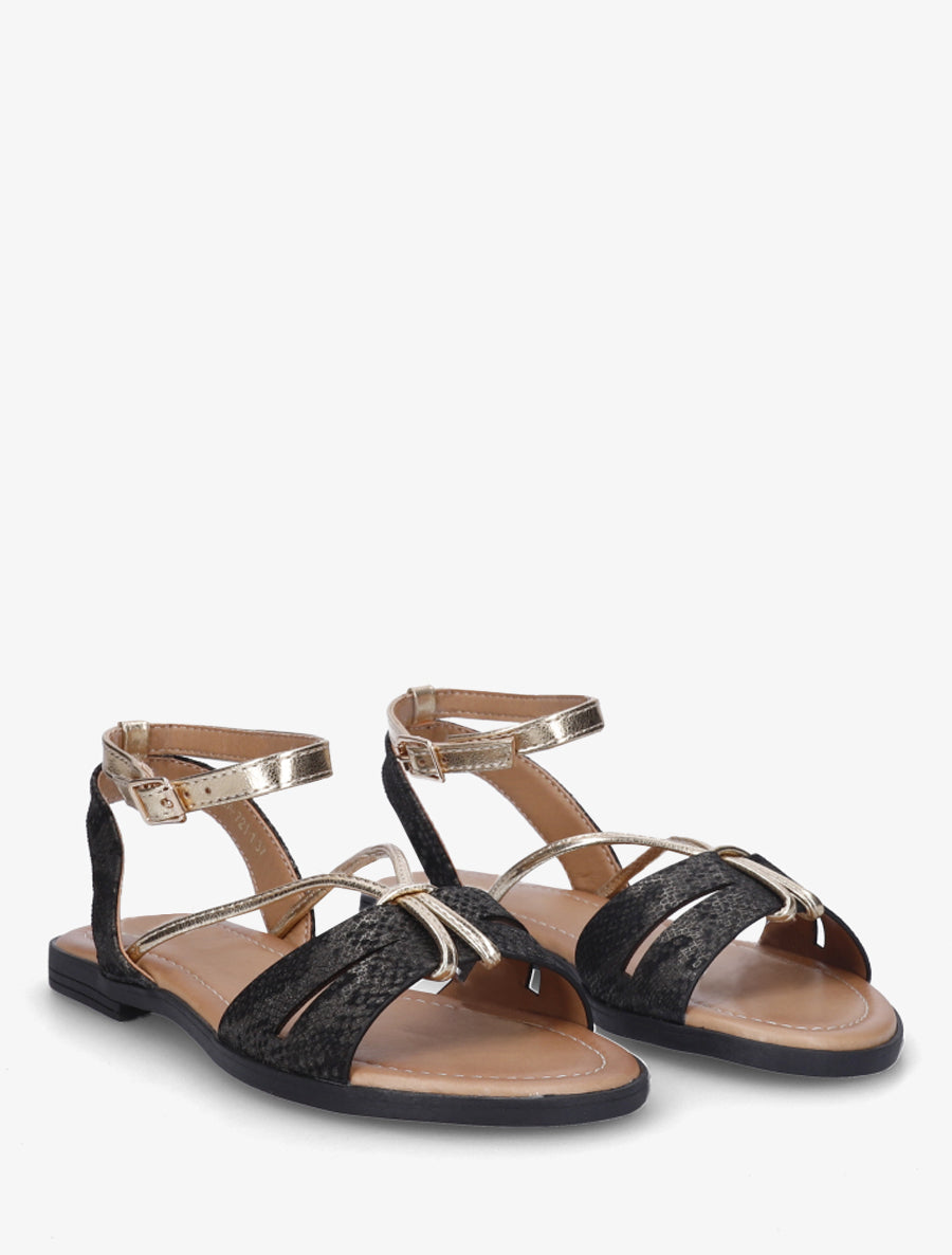 Nu-pieds en python irisé - Noir - 4