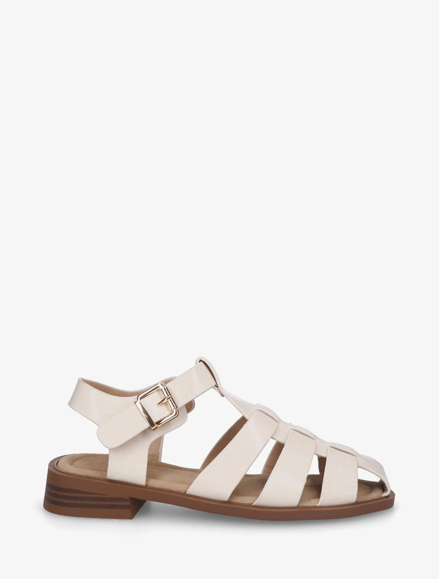 Sandales en simili à boucle - Beige - 1